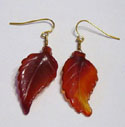 Carved Carnelian Leaves on Gold Wires