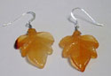 Carved Carnelian Leaves on Sterling Wires