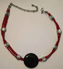 Red Coral and Black Agate Choker