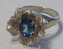 Sterling with Sea Blue Topaz, size 5 1/2