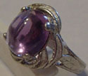 Sterling with Amethyst cab, size 5 1/4