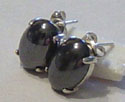 Hematite cabs on Sterling studs