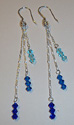 Various Blue Swarovski Crystals on Sterling Chain and French Hooks